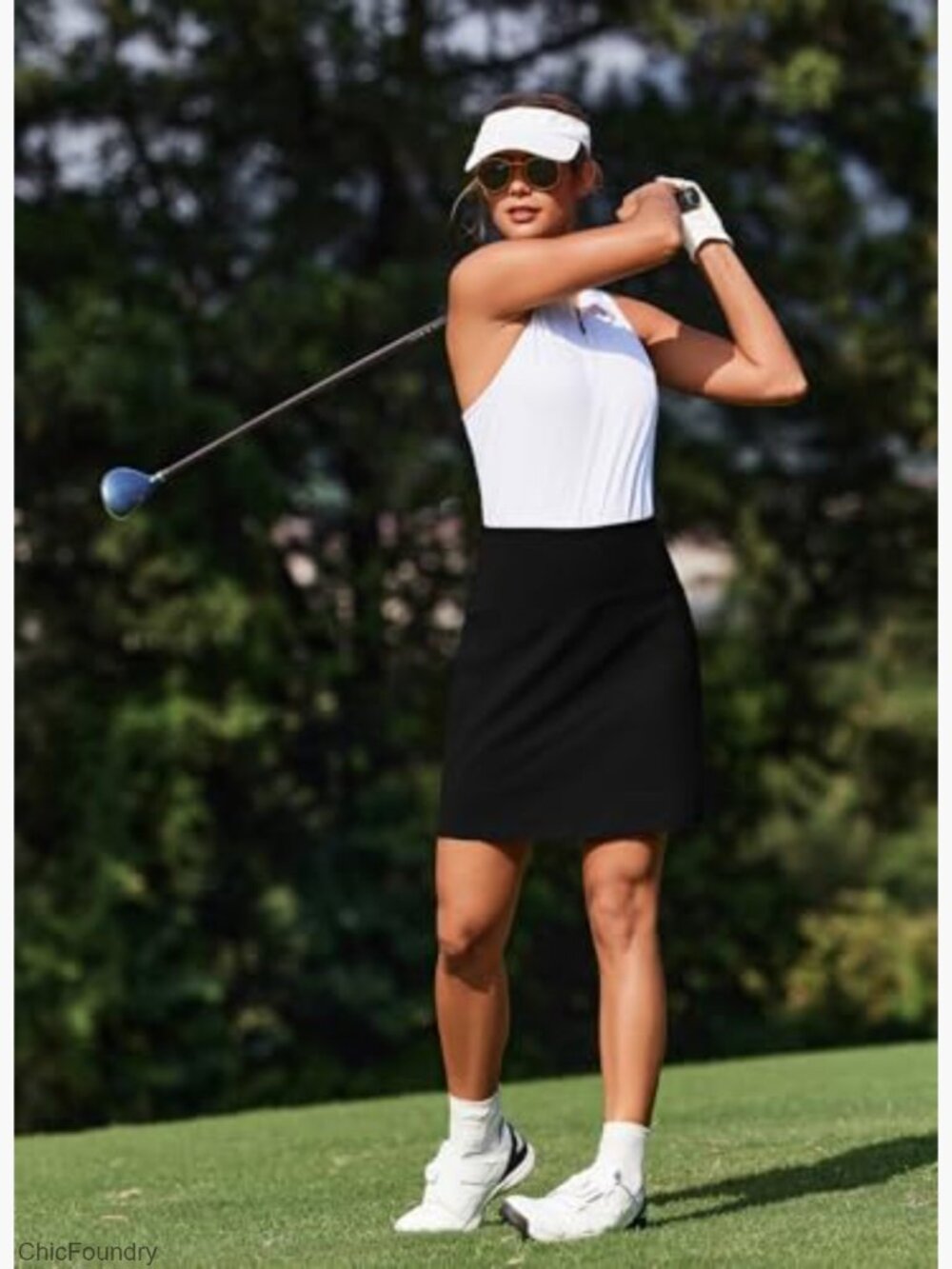 High Waisted Knee Length Skort UPF 50+ 4 Pockets Golf Tennis Athletic - Picture 3 of 7